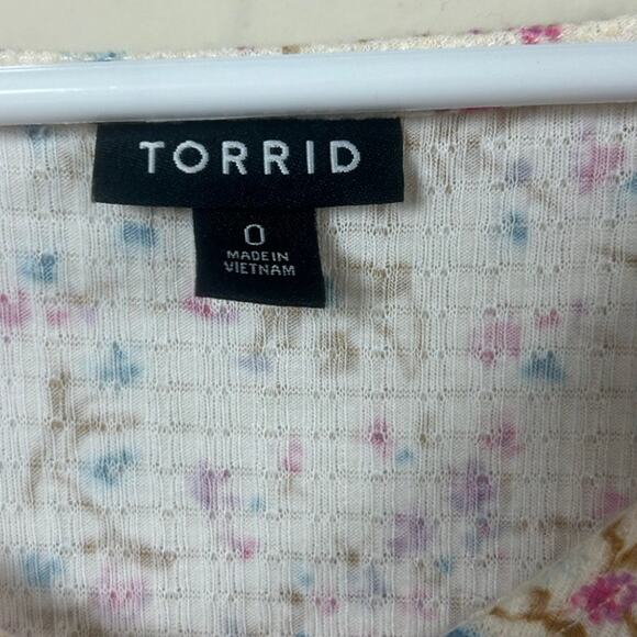 Torrid Texture Jersey V-Neck Long Sleeve Tiered Top size 0 S - Picture 7 of 11